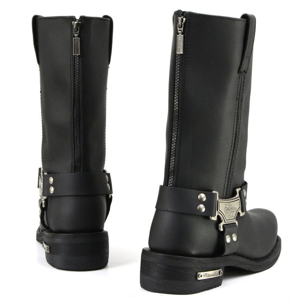 Milwaukee Leather Men's Black Harness Motorcycle Boots - Picture 2 of 11